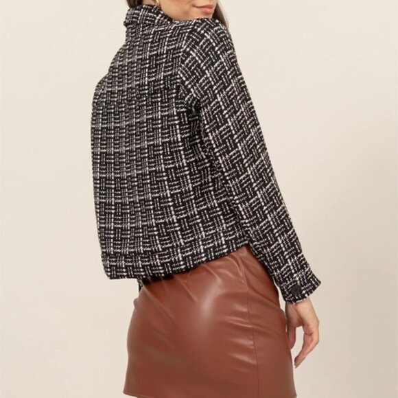 Marianne Tweed Button-Up Jacket | Women's Black and White Fashion | Trendy - Picture 5 of 8